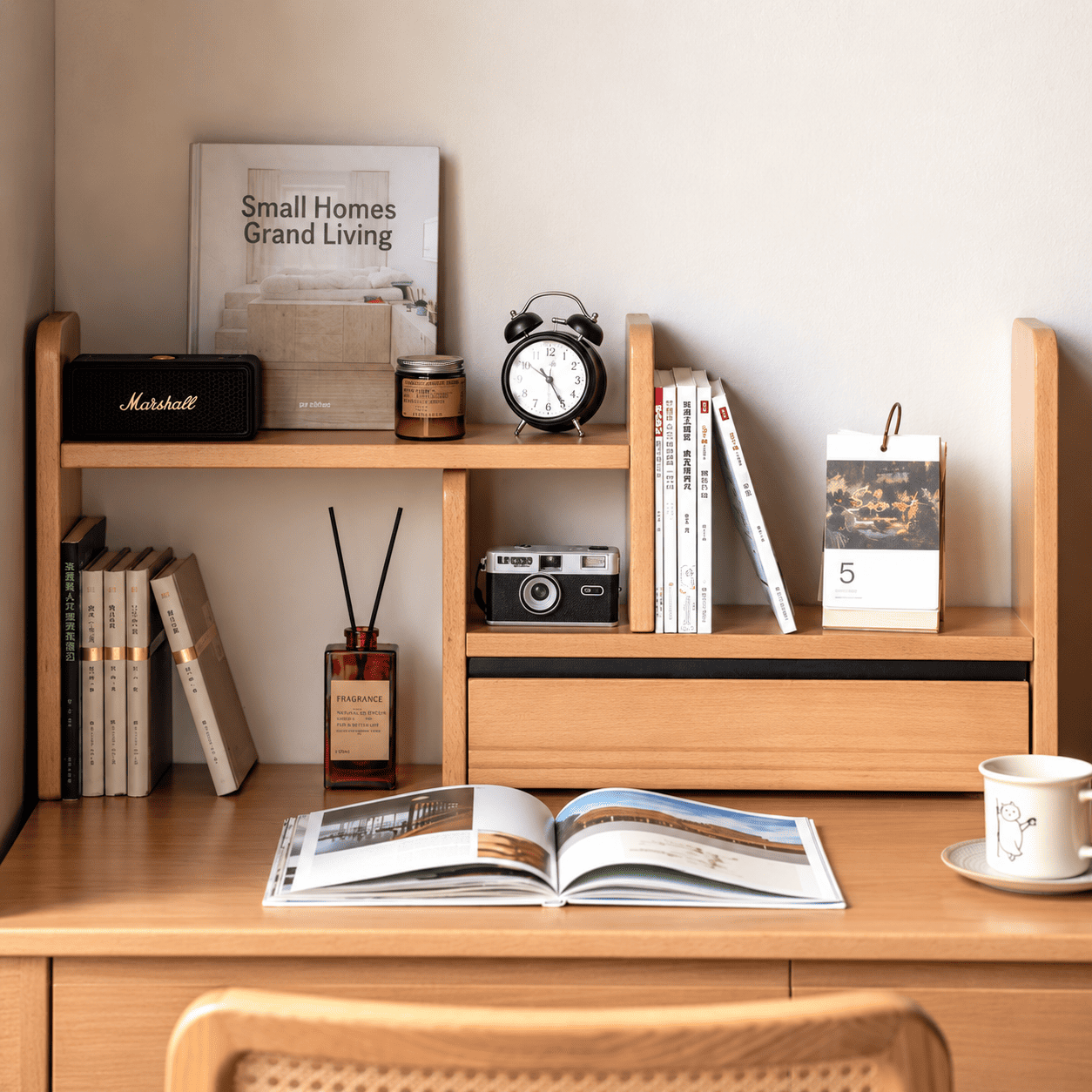 Lathum Natural Solid Beech Desktop Shelf