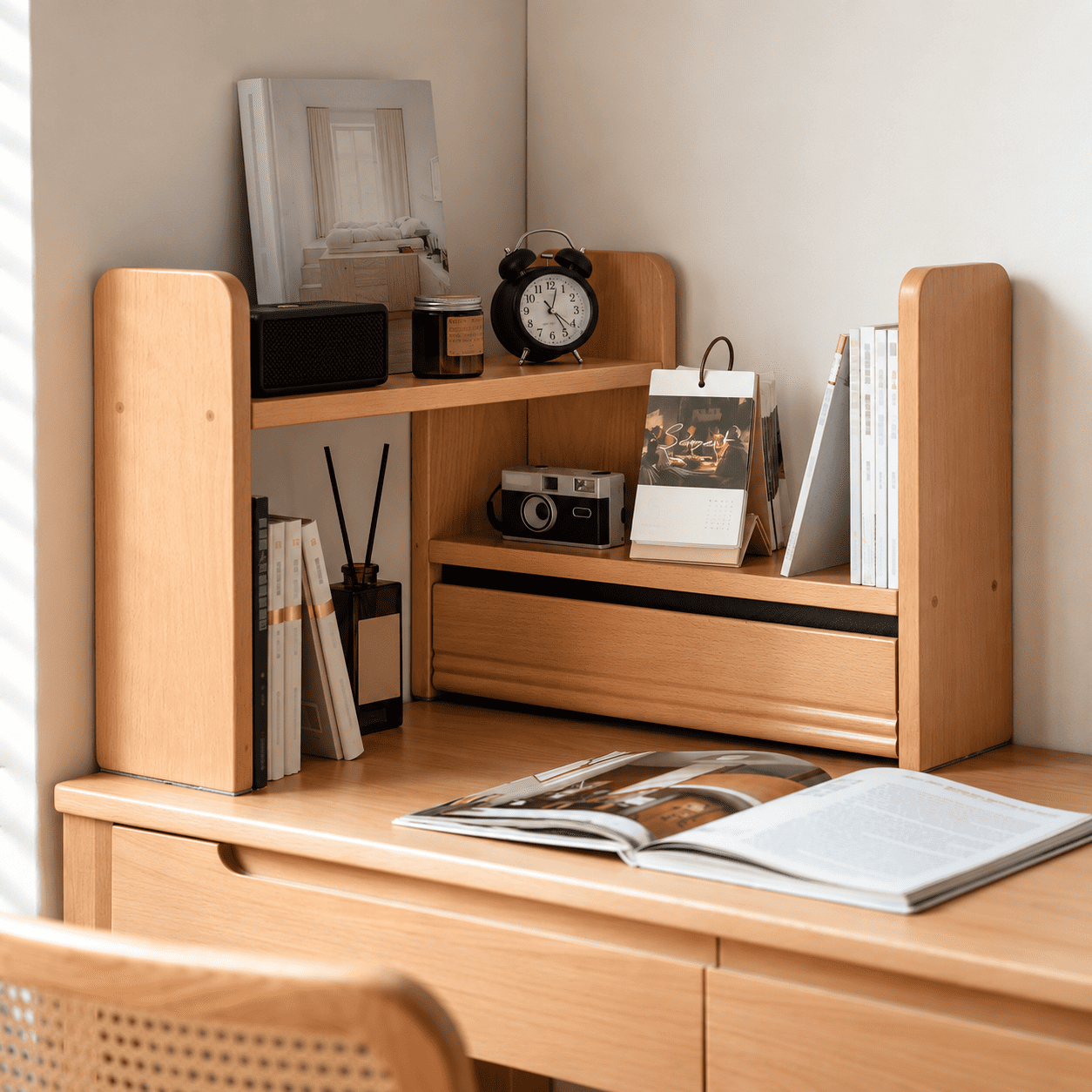 Lathum Natural Solid Beech Desktop Shelf