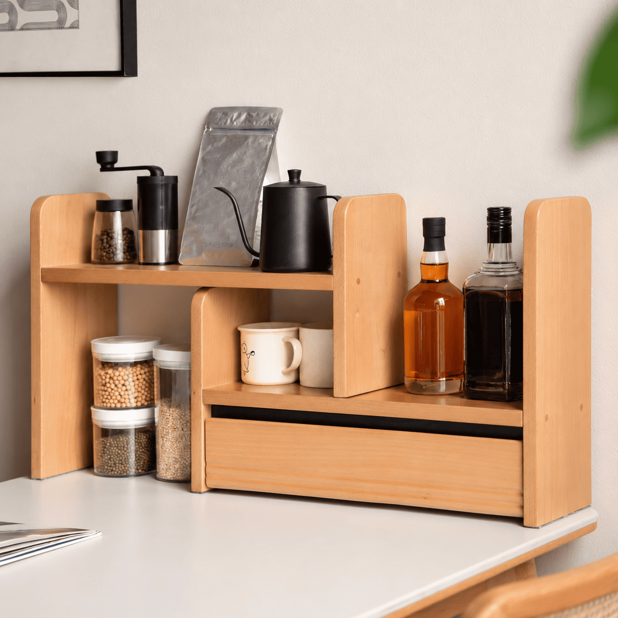 Lathum Natural Solid Beech Desktop Shelf