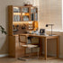 Lazio Natural Solid Oak Return Storage Desk with Hutch