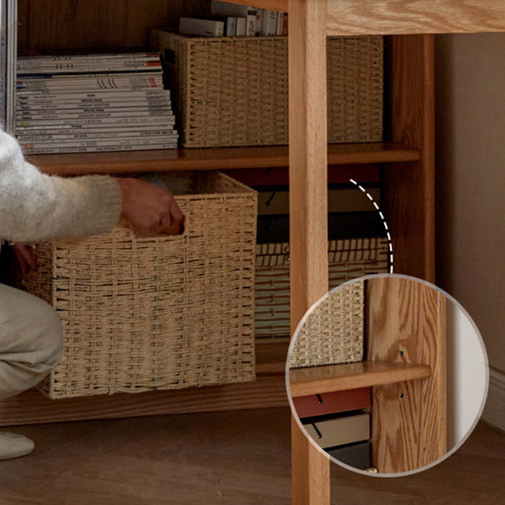 Lazio Natural Solid Oak Return Storage Desk with Hutch