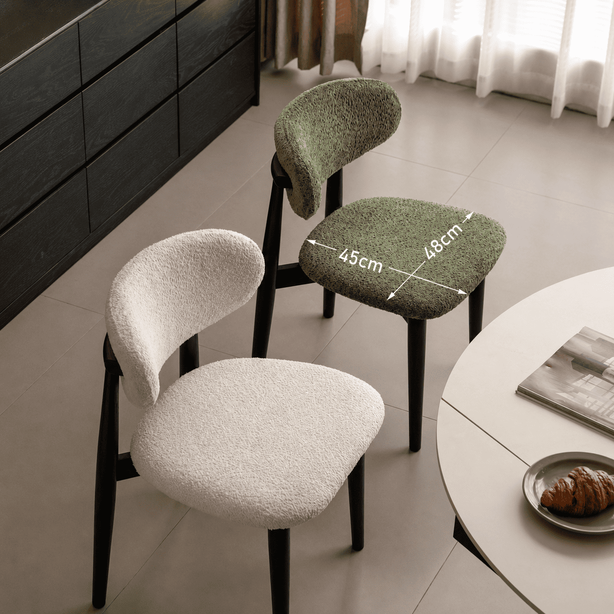 Leese Natural Solid Oak Dining Chair in Charcoal Finish 
