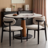 Leese upholstered dining chair with charcoal solid oak frame and rounded seat design