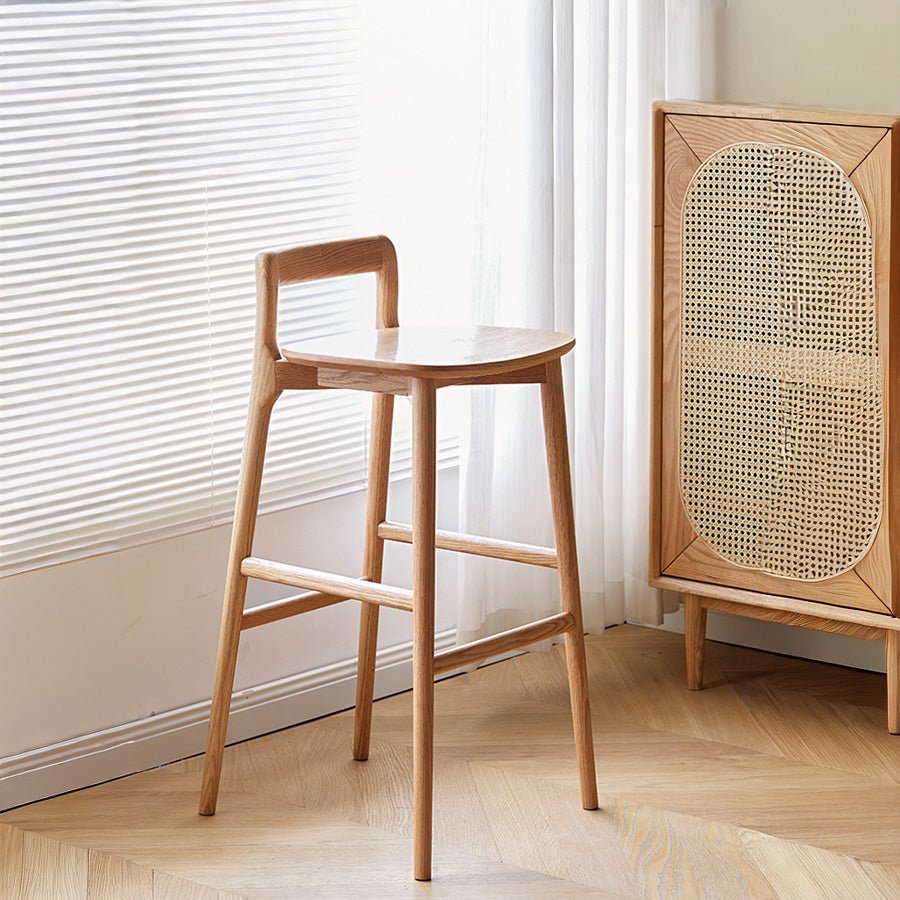 Leszno Natural Solid Oak Bar Stool | Oak Furniture Store