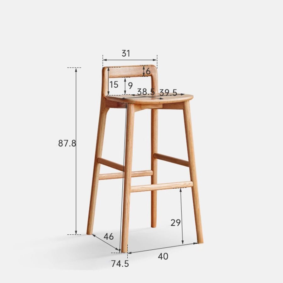 Leszno Natural Solid Oak Bar Stool | Oak Furniture Store