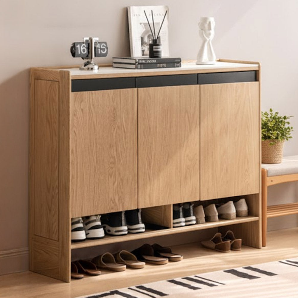 Limina Natural Solid Oak Shoe Cabinet with Ceramic Top