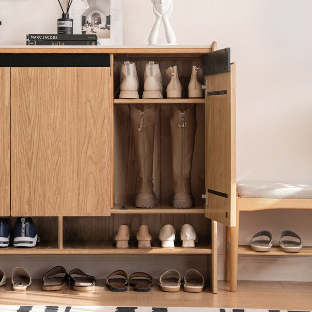Limina Natural Solid Oak Shoe Cabinet with Ceramic Top