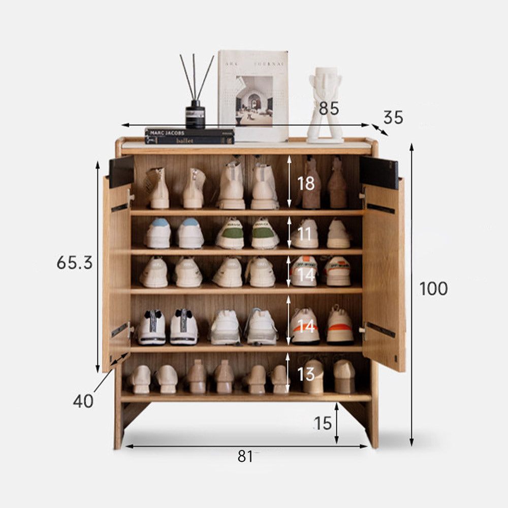 Limina Natural Solid Oak Shoe Cabinet with Ceramic Top