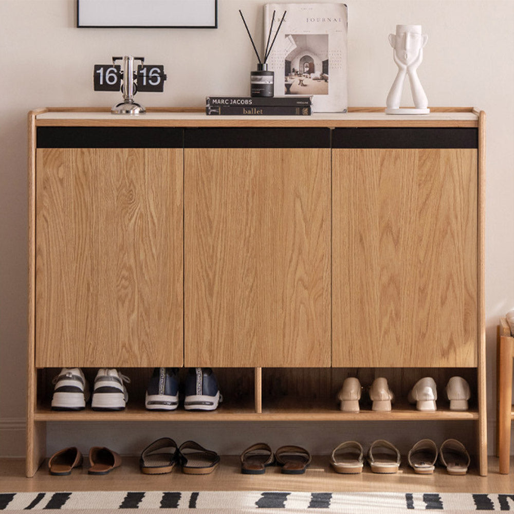 Limina Natural Solid Oak Shoe Cabinet with Ceramic Top