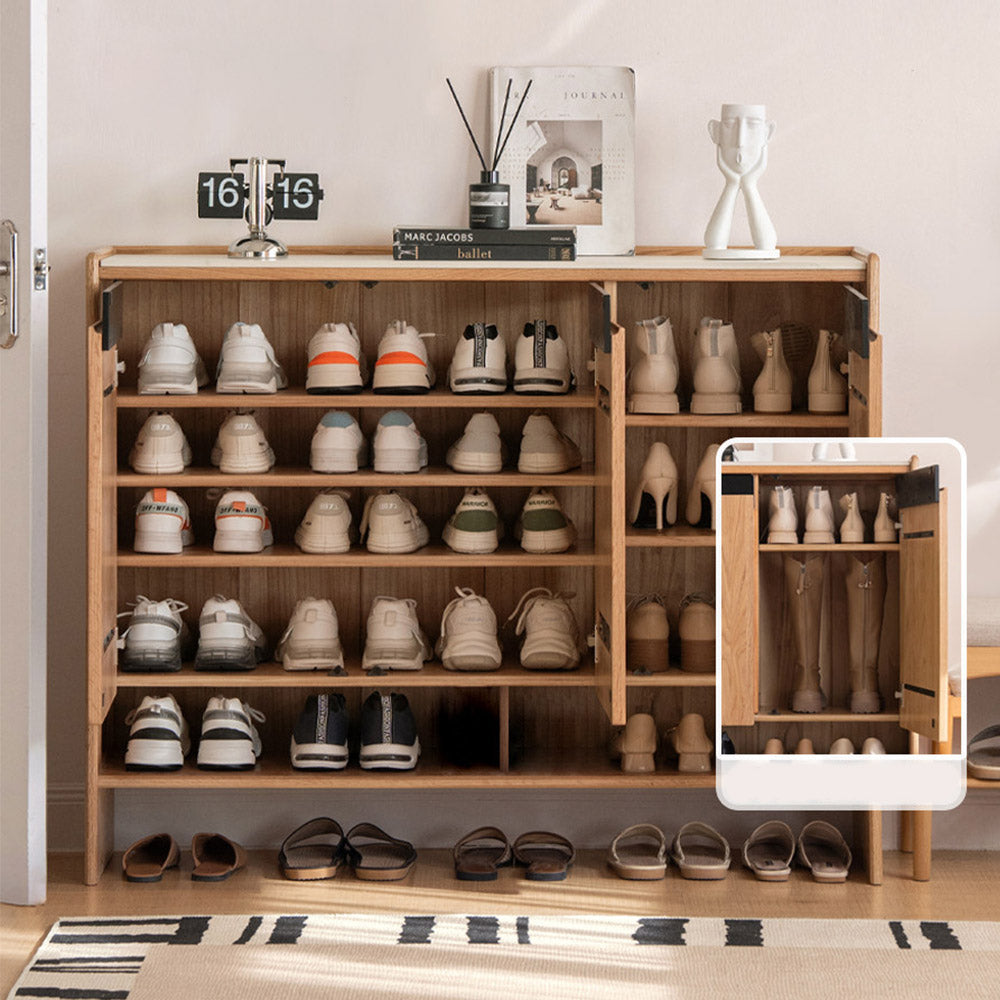 Limina Natural Solid Oak Shoe Cabinet with Ceramic Top