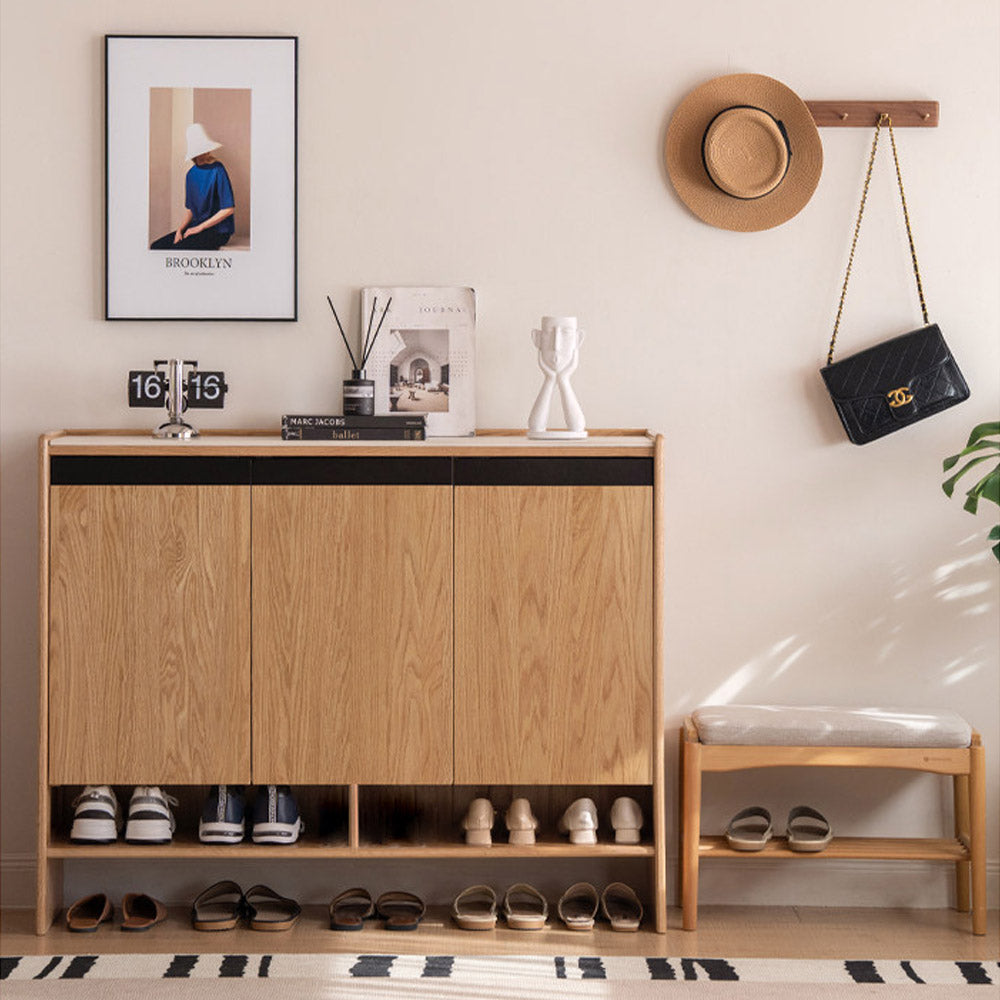 Limina Natural Solid Oak Shoe Cabinet with Ceramic Top