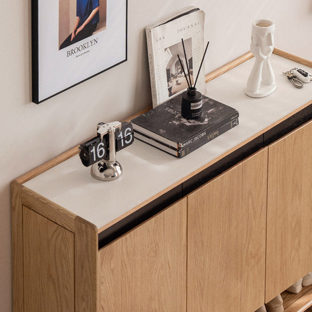 Limina Natural Solid Oak Shoe Cabinet with Ceramic Top