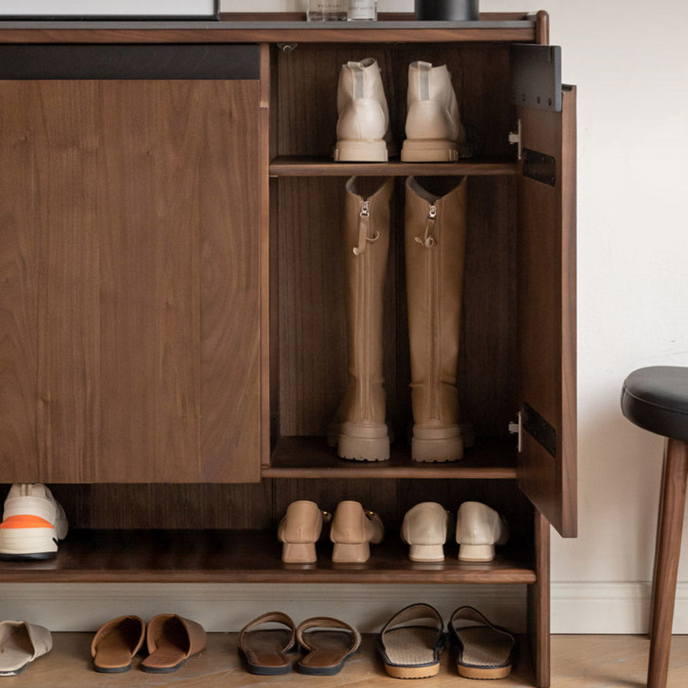 Limina Natural Solid Walnut Shoe Cabinet with Ceramic Top