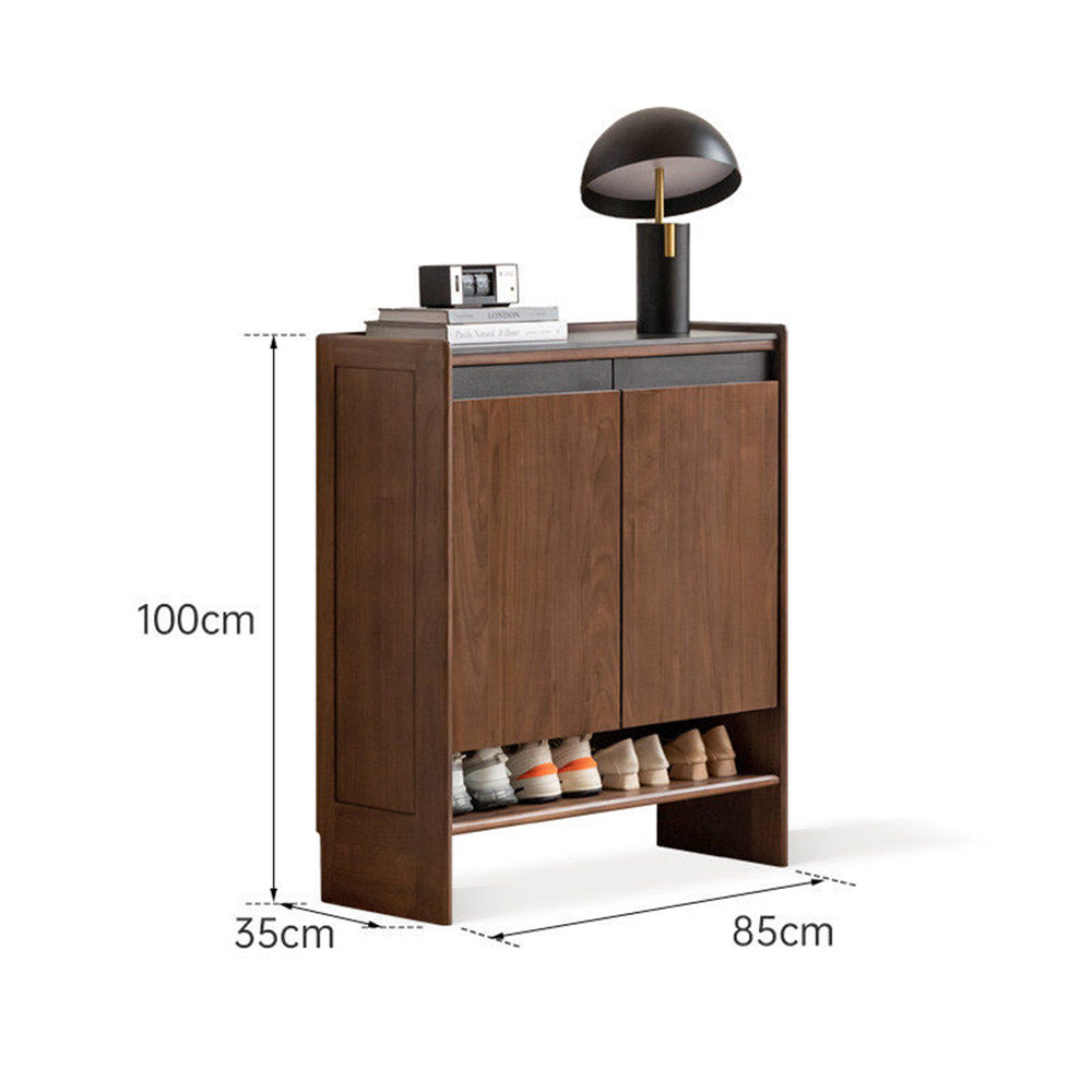 Limina Natural Solid Walnut Shoe Cabinet with Ceramic Top