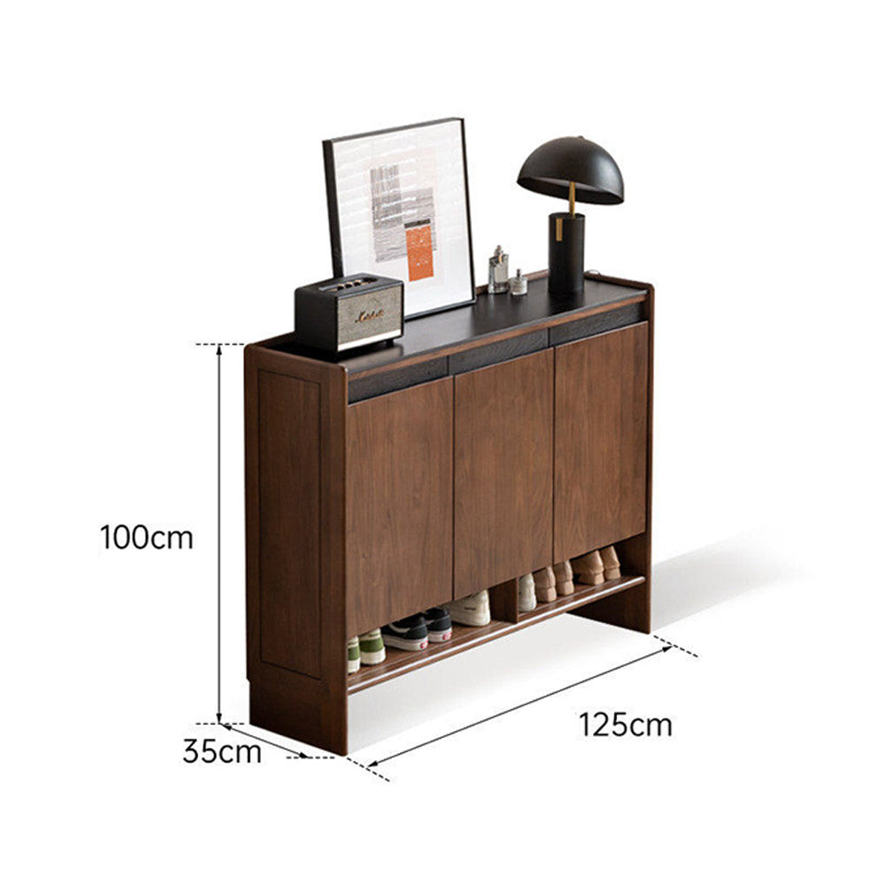 Limina Natural Solid Walnut Shoe Cabinet with Ceramic Top