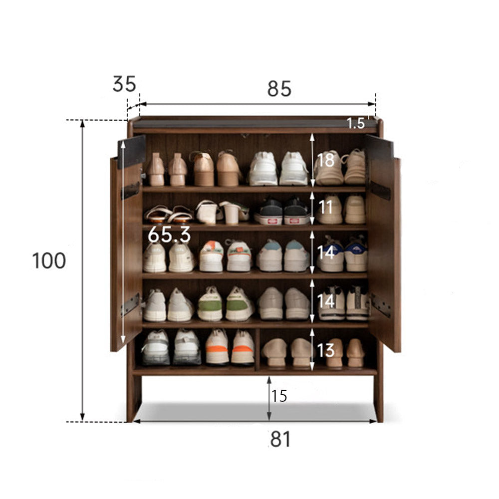 Limina Natural Solid Walnut Shoe Cabinet with Ceramic Top