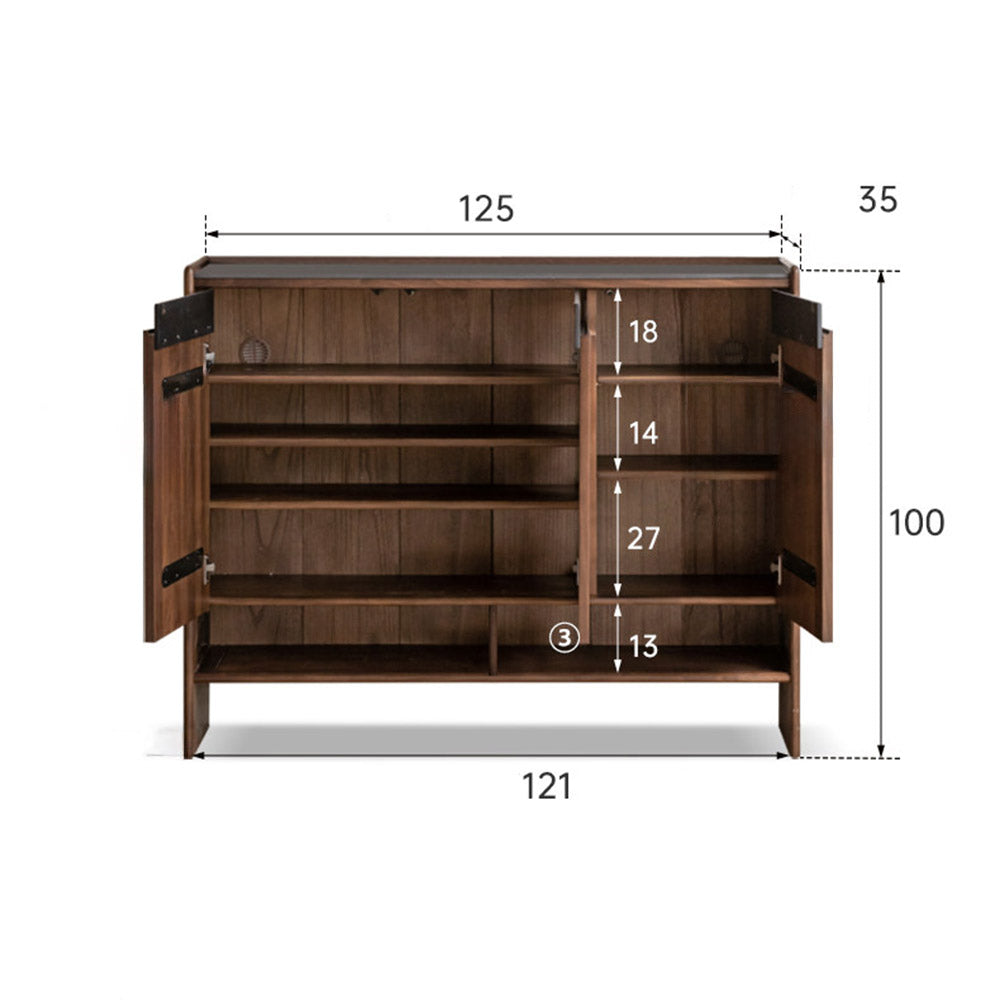 Limina Natural Solid Walnut Shoe Cabinet with Ceramic Top