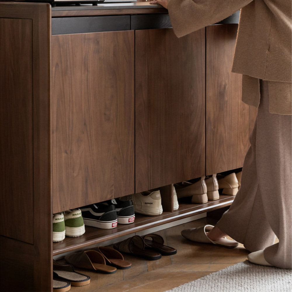 Limina Natural Solid Walnut Shoe Cabinet with Ceramic Top