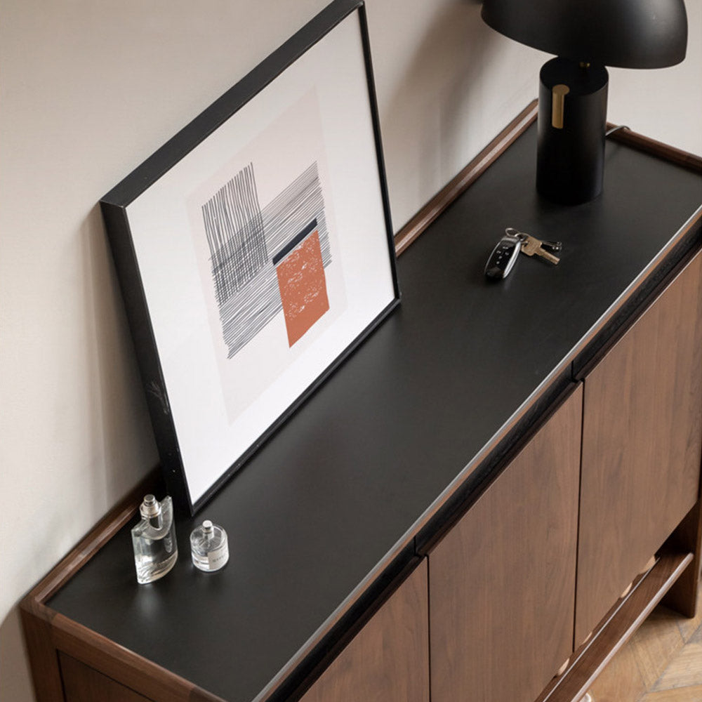 Limina Natural Solid Walnut Shoe Cabinet with Ceramic Top
