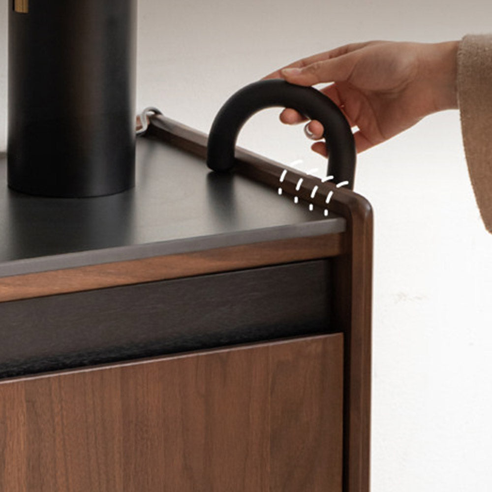 Limina Natural Solid Walnut Shoe Cabinet with Ceramic Top