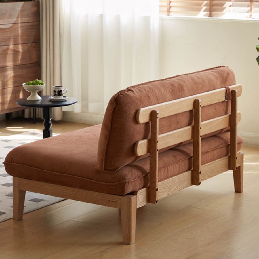 Limoges Natural Solid Oak Corduroy Sofa