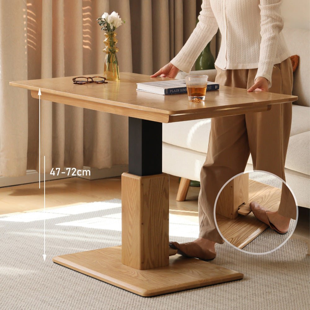 Linnich Natural Solid Ash Height Adjustable Coffee Table
