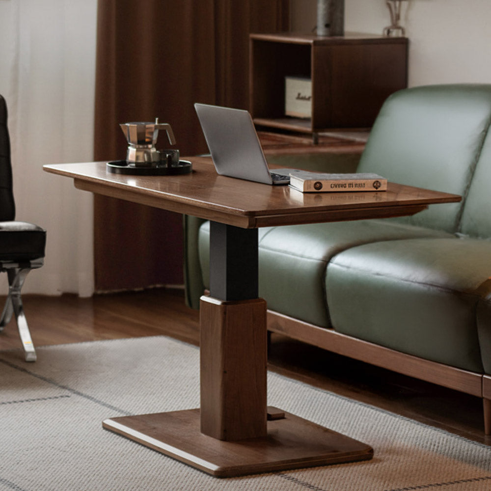 Linnich Natural Solid Walnut Height Adjustable Coffee Table