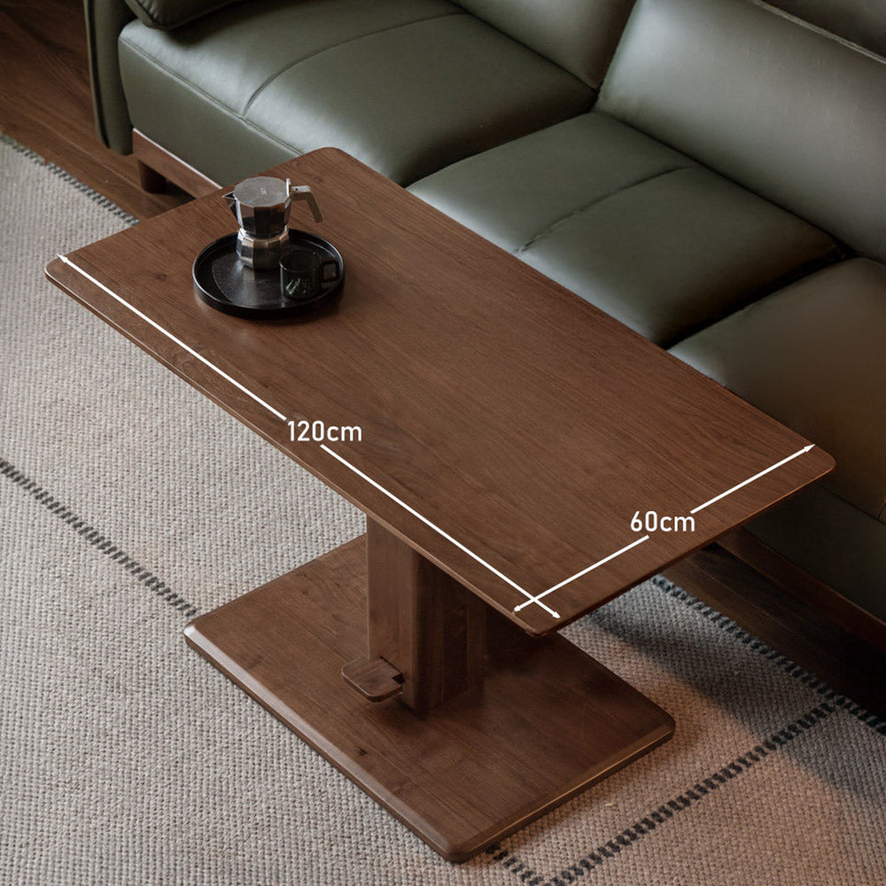 Linnich Natural Solid Walnut Height Adjustable Coffee Table