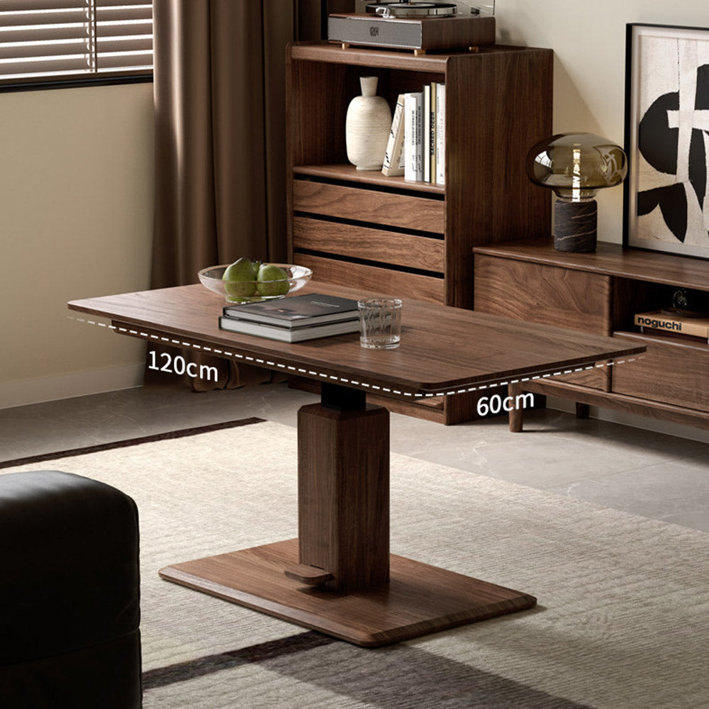 Linnich Natural Solid Walnut Height Adjustable Coffee Table
