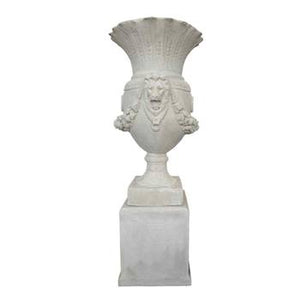 Lion Urn & Pedestal French Lime Wash LPAPLIONLIM - Oak Furniture Store