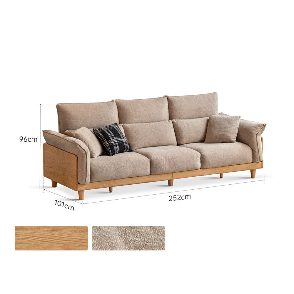 Lipari Natural Solid Oak Chenille Sofa