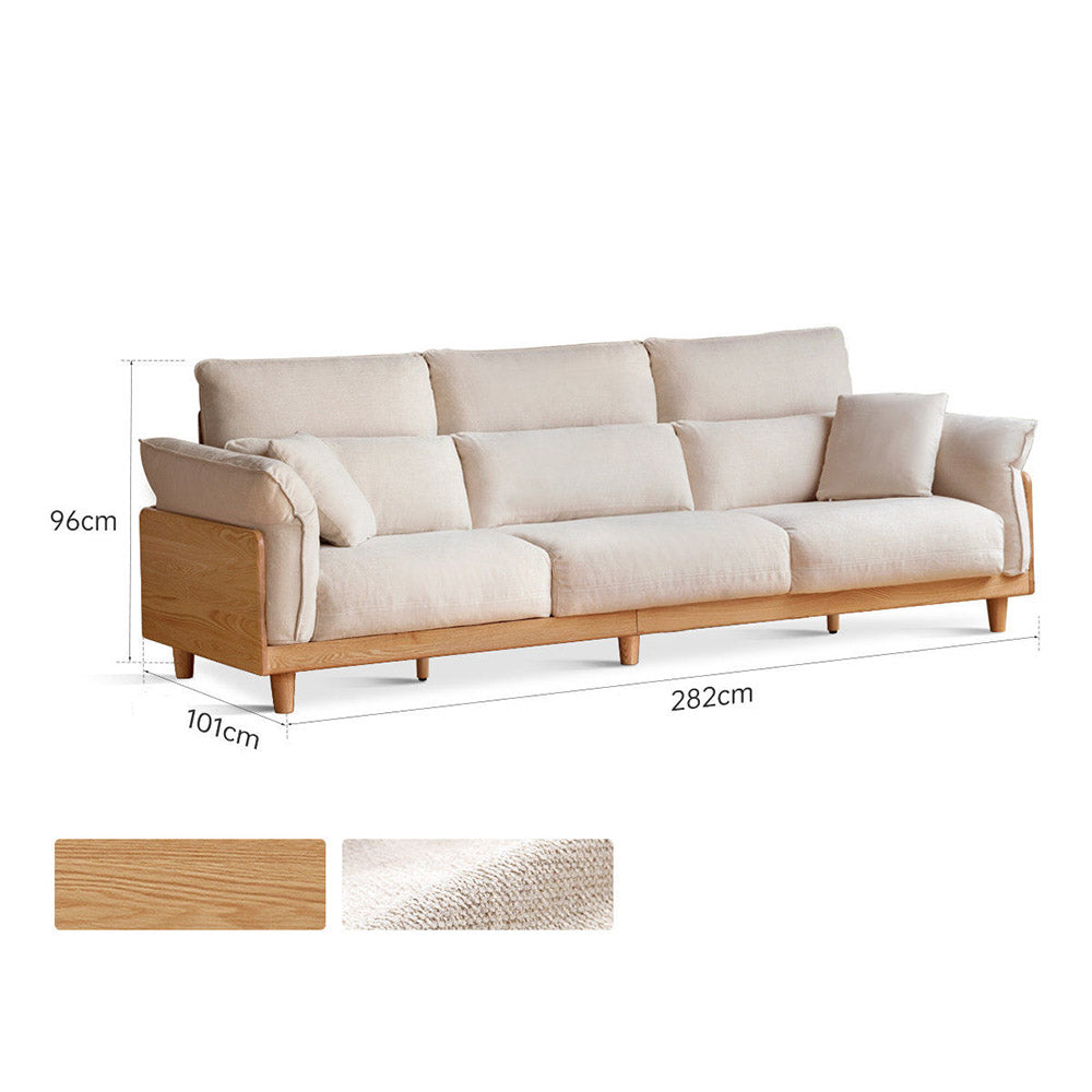 Lipari Natural Solid Oak Chenille Sofa