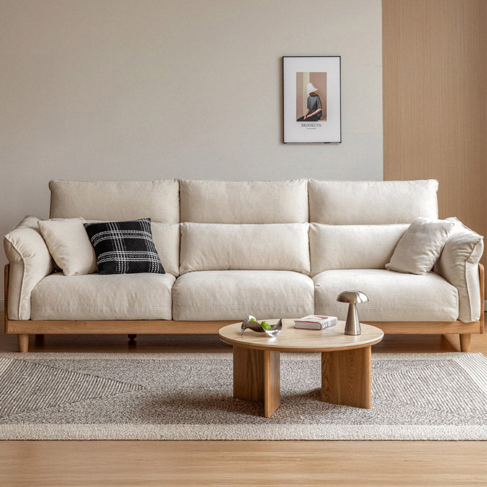 Lipari Natural Solid Oak Chenille Sofa
