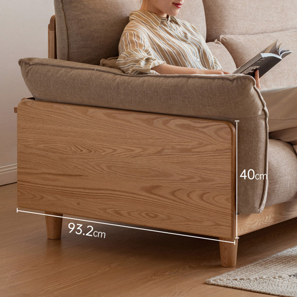 Lipari Natural Solid Oak Chenille Sofa