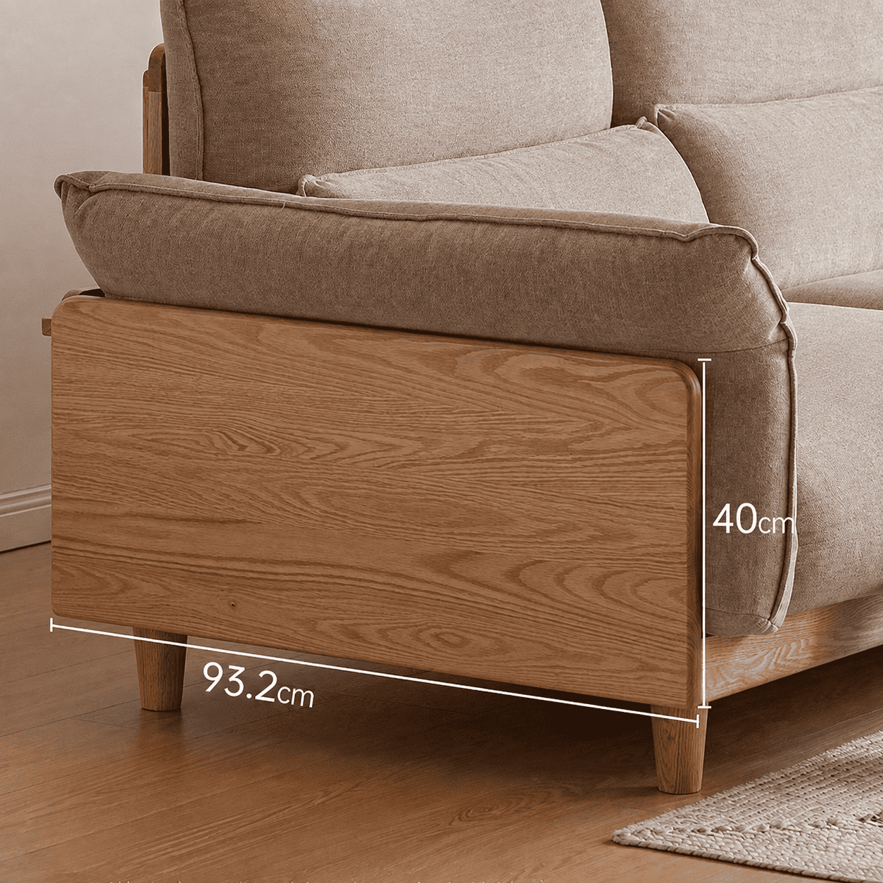 Lipari Natural Solid Oak Chenille Sofa