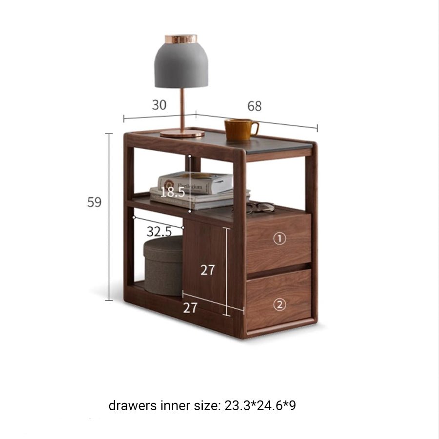 Lisbon Solid Walnut Movable Side Table with Ceramic Top | Oak Furniture Store