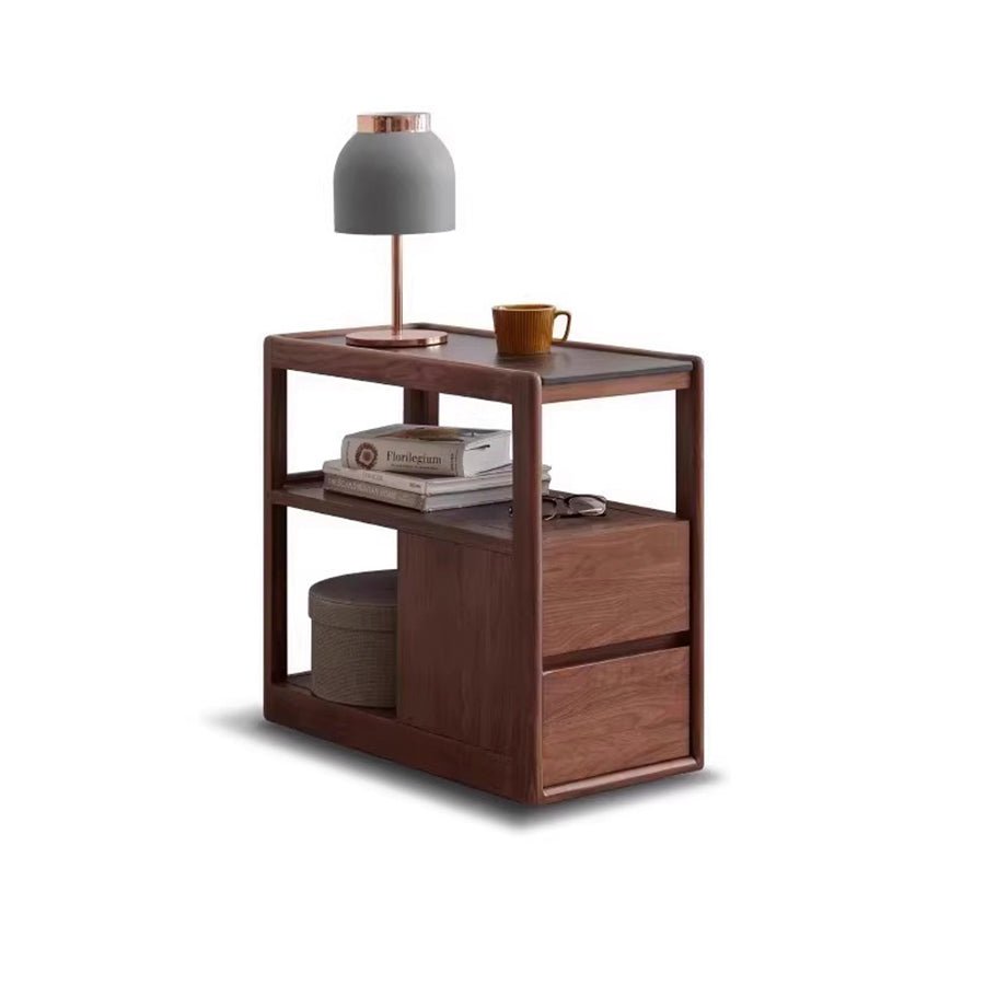 Lisbon Solid Walnut Movable Side Table with Ceramic Top | Oak Furniture Store