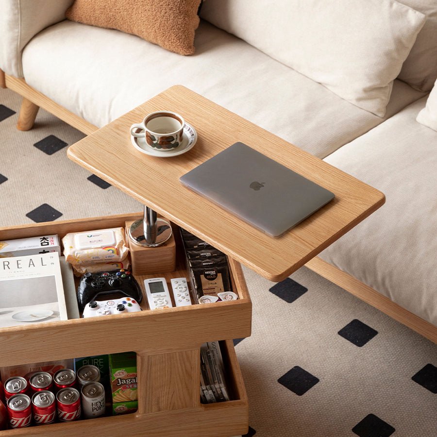 Liverpool Solid Oak Height Adjustable Side Table | Oak Furniture Store