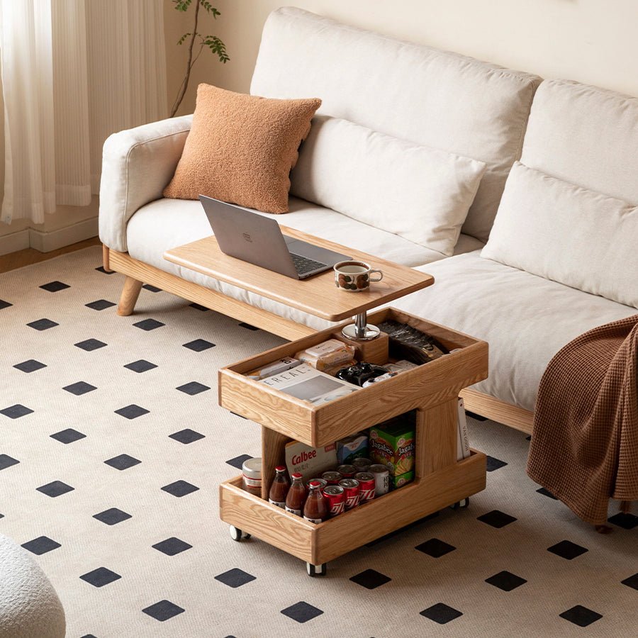 Liverpool Solid Oak Height Adjustable Side Table | Oak Furniture Store