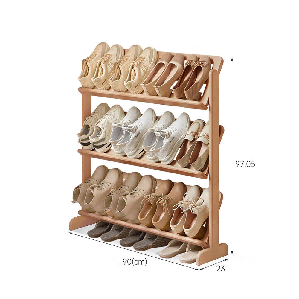 Lodine natural solid beech shoe shelf with open breathable design for shoe storage in NZ homes