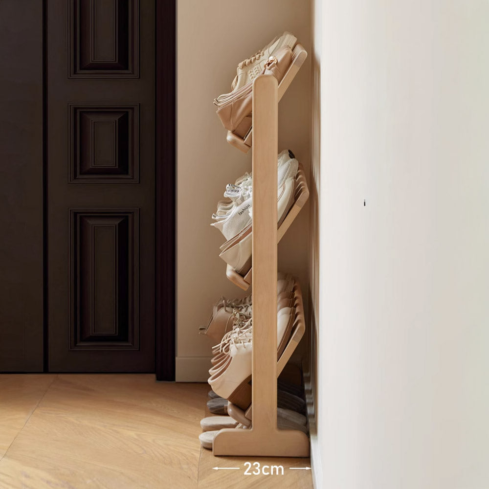 Lodine natural solid beech shoe shelf with open breathable design for shoe storage in NZ homes