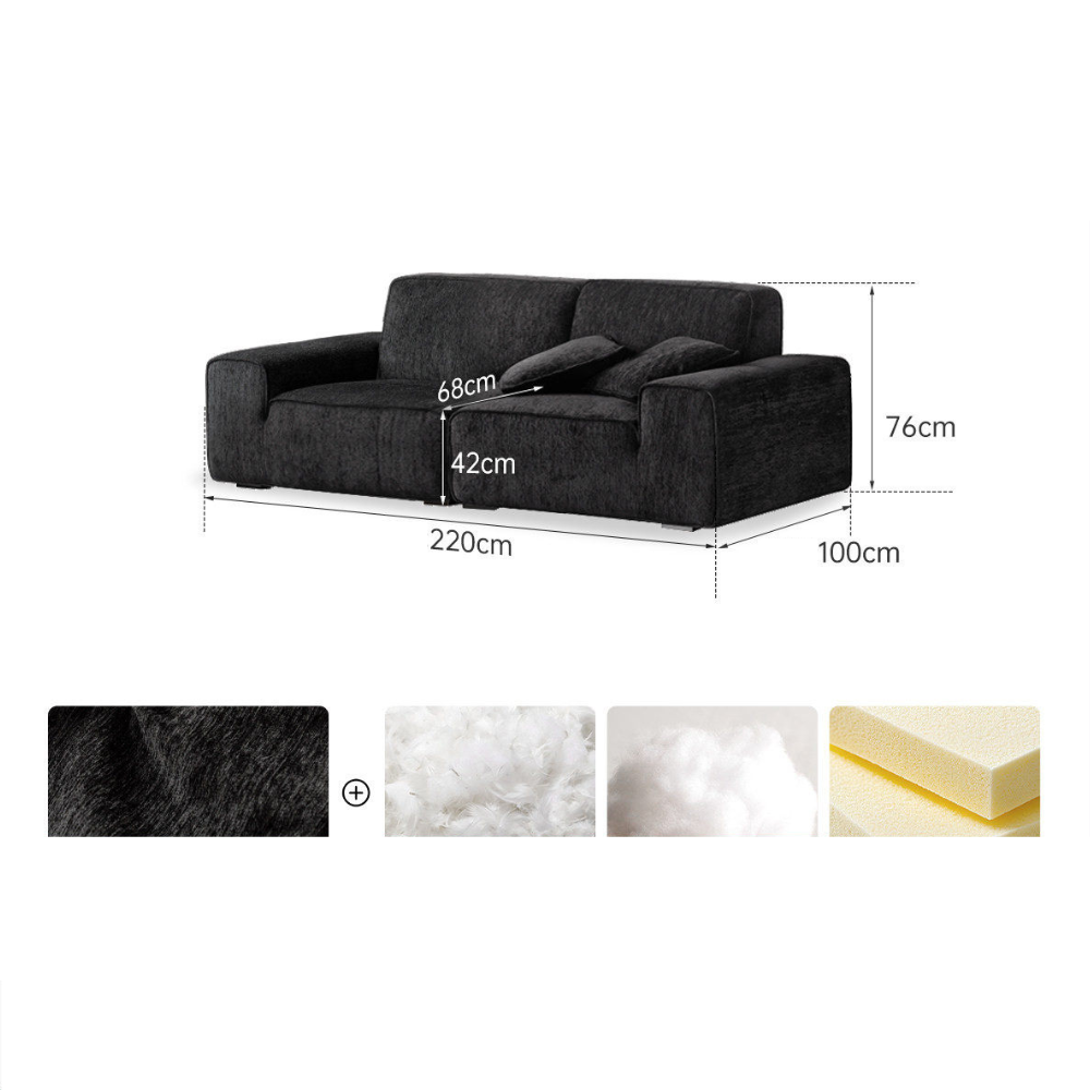 Loveren Black Chenille Sofa