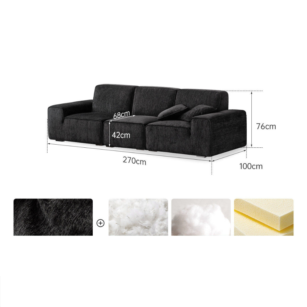 Loveren Black Chenille Sofa