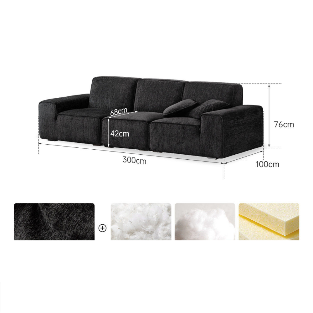 Loveren Black Chenille Sofa