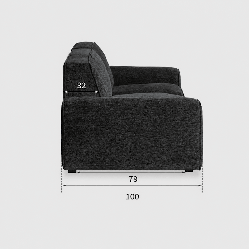Loveren Black Chenille Sofa