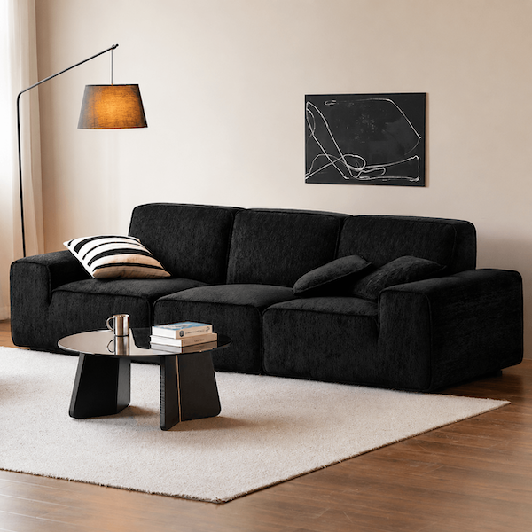 Loveren Black Chenille Sofa