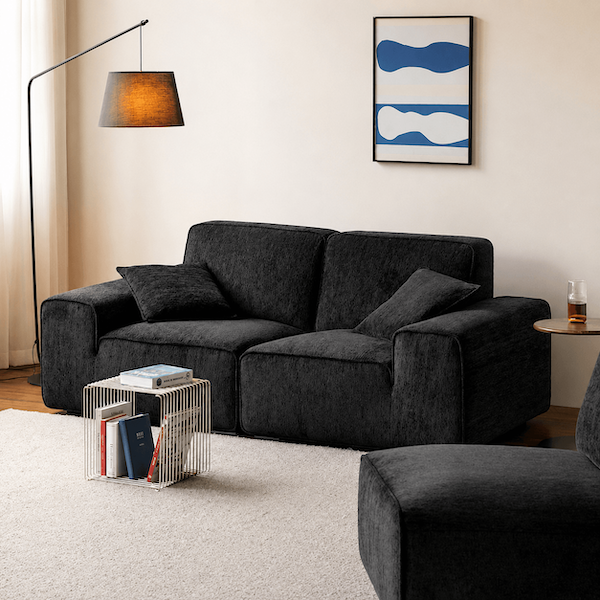 Loveren Black Chenille Sofa