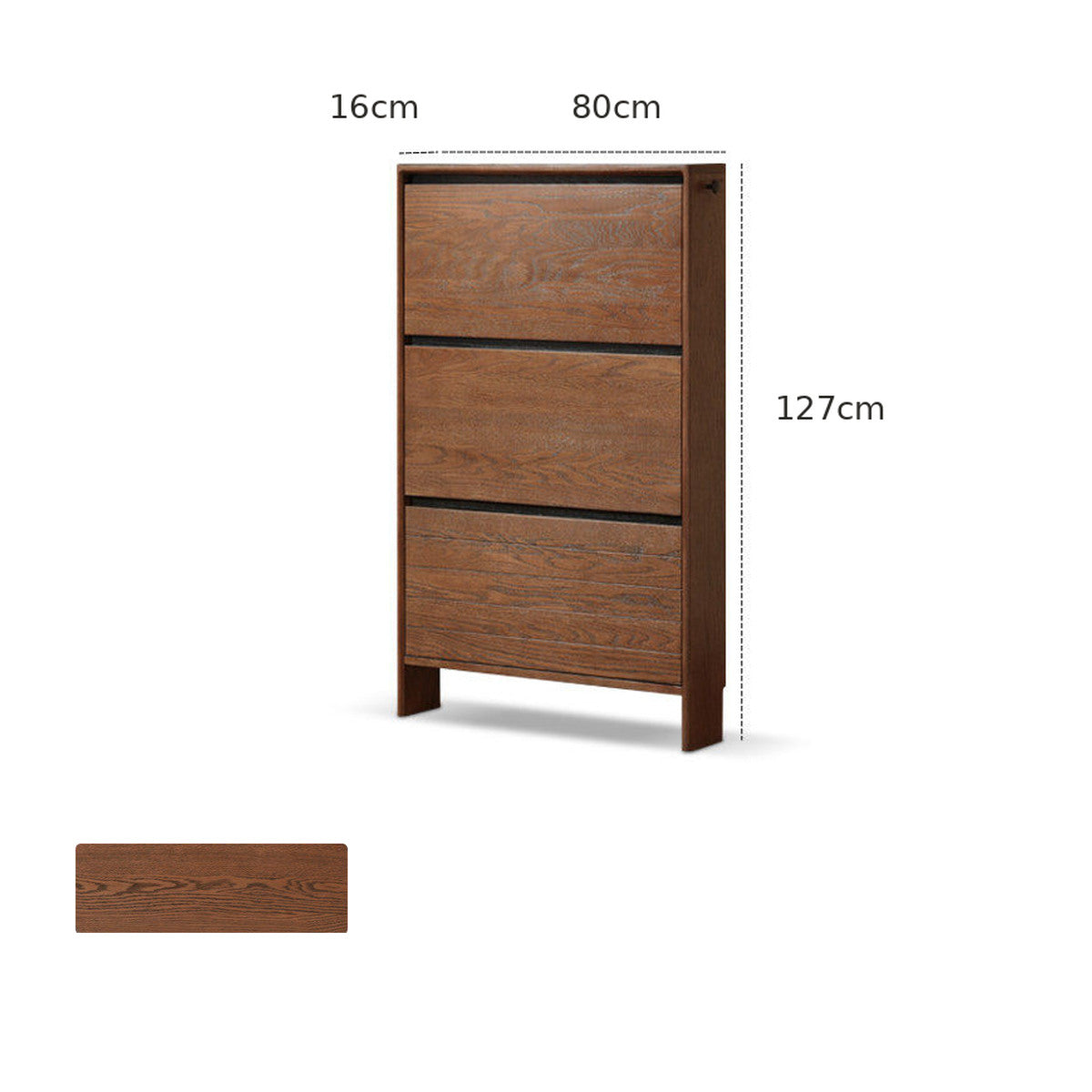 Lowell Solid Oak Shoe Cabinet in Walnut Colour