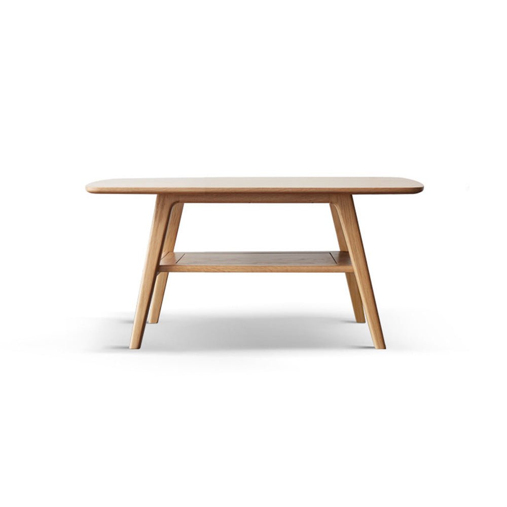 Lubin Natural Solid Oak Coffee Table with Shelf | small coffee table for books and decors for NZ | Oak Furniture Store