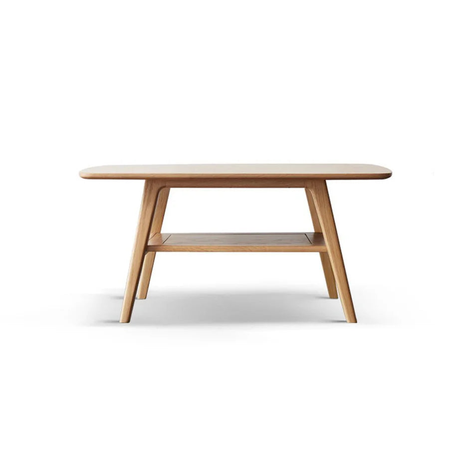 Lubin Natural Solid Oak Coffee Table with Shelf